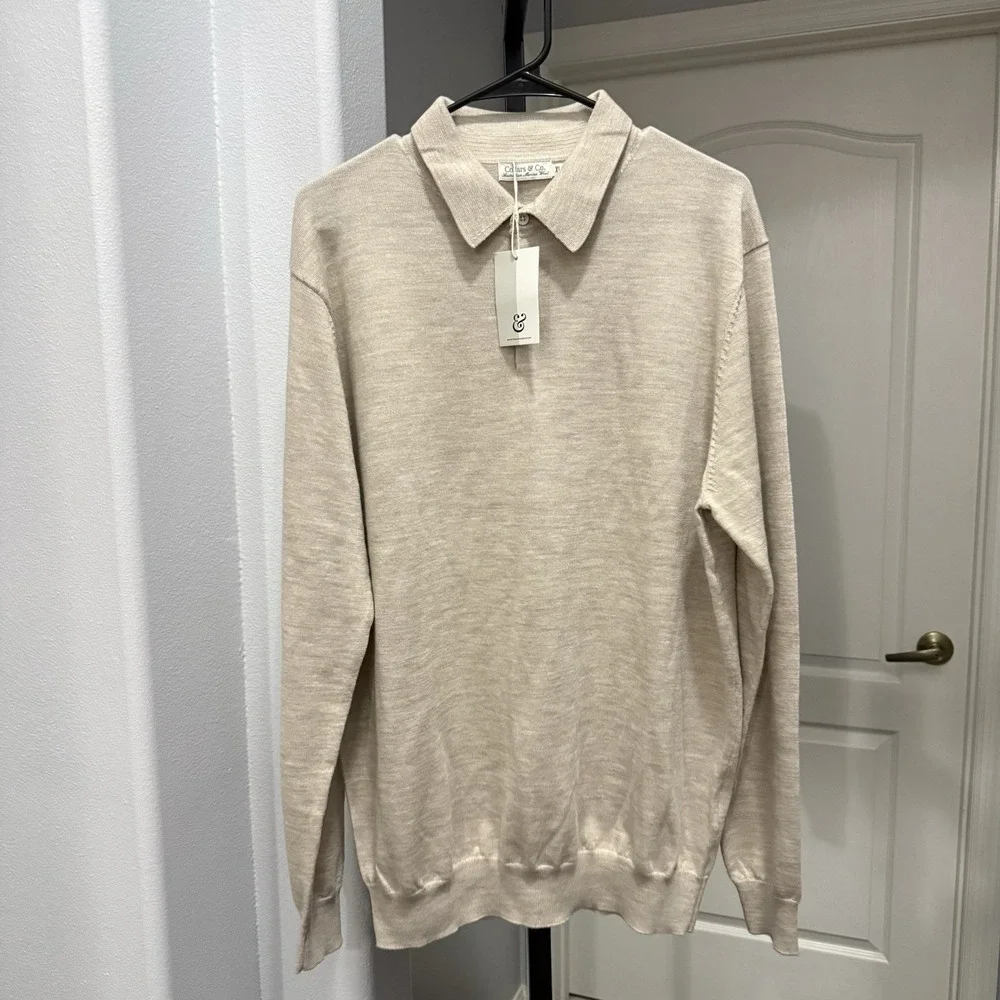 Collars And Co Dress Polo Sweater Mens XL Australian Merino-Wool Luxury New Soft